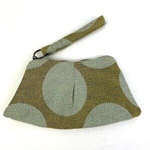 Maruca Wristlet Clutch Bag Green Canvas Geometric Circles Handmade Colorado